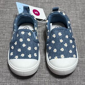 Cat & Jack Denim Daisy Slip-On Canvas Shoes Size 5c NWT